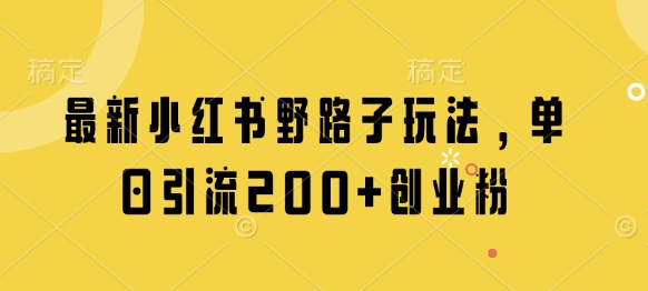 最新小红书野路子玩法，单日引流200+创业粉-米落轻创