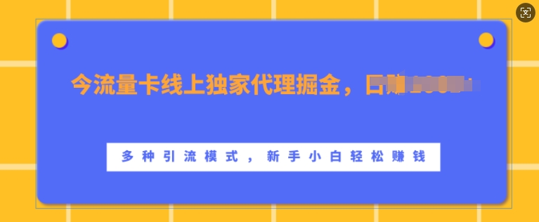 流量卡线上独家代理掘金，日入1k+ ，多种引流模式，新手小白轻松上手【揭秘】-米落轻创