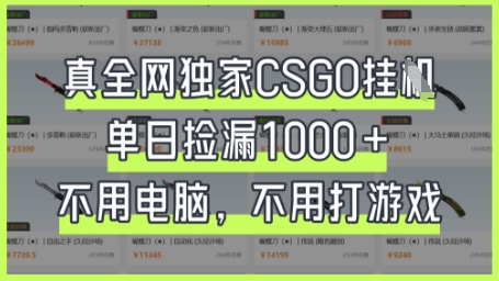 真全网独家CSGO挂G，单日捡漏1k+【揭秘】-米落轻创