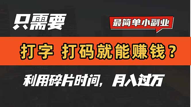 （14672期）只需要打字，打码，就能赚钱？简单的赚钱小副业，利用碎片时间，月入过万-米落轻创