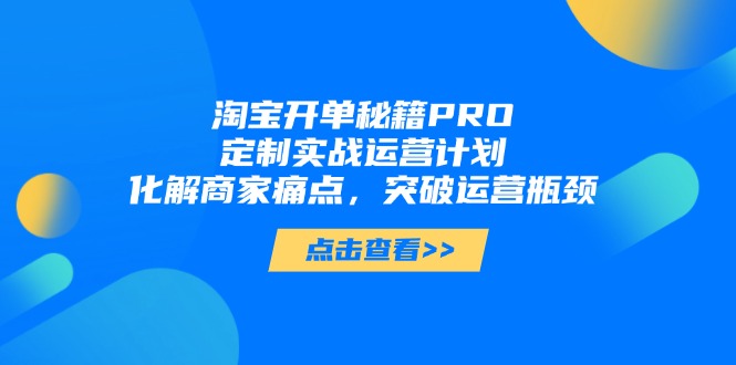 （14642期）淘宝开单秘籍PRO，定制实战运营计划，化解商家痛点，突破运营瓶颈-米落轻创