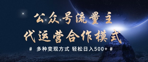 公众号流量主代运营  多种变现方式 轻松日入5张【揭秘】-米落轻创