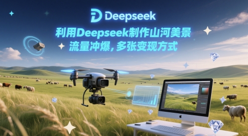 利用Deepseek制作山河美景，流量冲爆，多张变现方式-米落轻创