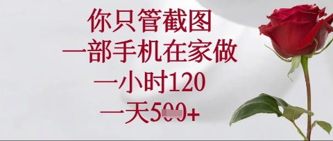 你只管截图，一部手机在家操作，一小时120.一天5张【揭秘】-米落轻创