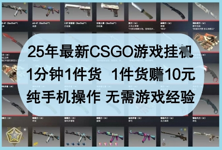 25年最新CSGO游戏挂G，1分钟1件货，1件货挣10元，纯手机操作，无需游戏经验【揭秘】-米落轻创