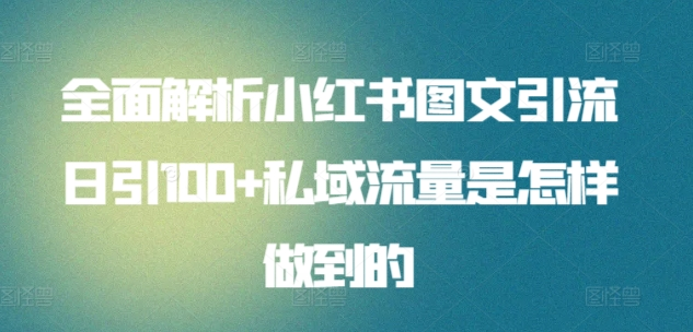 全面解析小红书图文引流日引100私域流量是怎样做到的-米落轻创