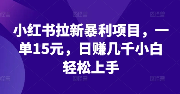 小红书拉新暴利项目，一单15元，日赚几千小白轻松上手【揭秘】-米落轻创