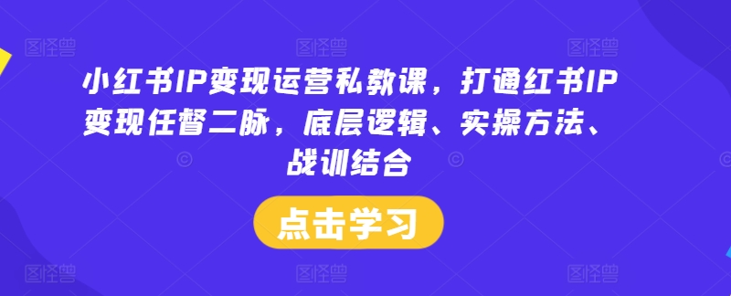 小红书IP变现运营私教课，打通红书IP变现任督二脉，底层逻辑、实操方法、战训结合-米落轻创