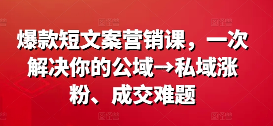 爆款短文案营销课，一次解决你的公域→私域涨粉、成交难题-米落轻创