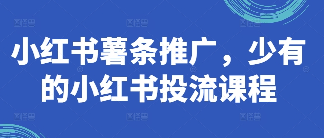 小红书薯条推广，少有的小红书投流课程-米落轻创