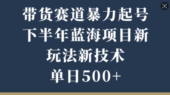 带货赛道暴力起号，下半年蓝海项目，新玩法新技术，单日500+-米落轻创