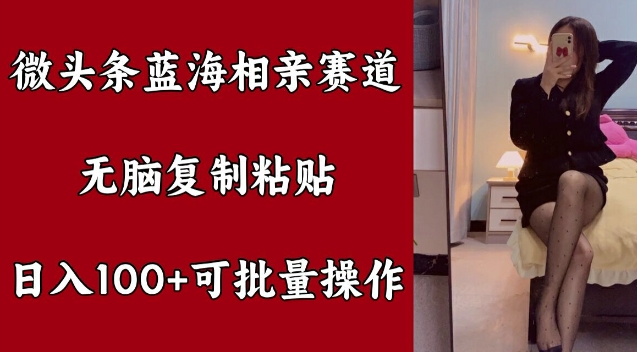 微头条蓝海相亲赛道，无脑复制粘贴，日入100+，可批量操作-米落轻创