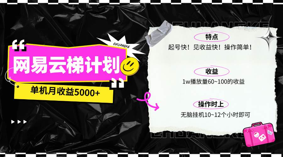 最新网易云梯计划网页版，单机月收益5000+！可放大操作-米落轻创