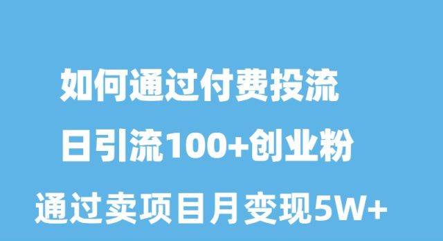 如何通过付费投流日引流100+创业粉月变现5W+-米落轻创