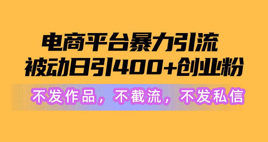 电商平台暴力引流,被动日引400+创业粉不发作品，不截流，不发私信-米落轻创