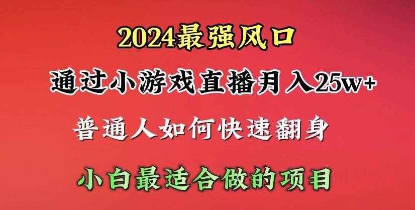 2024年最强风口，通过小游戏直播月入25w+单日收益5000+小白最适合做的项目-米落轻创