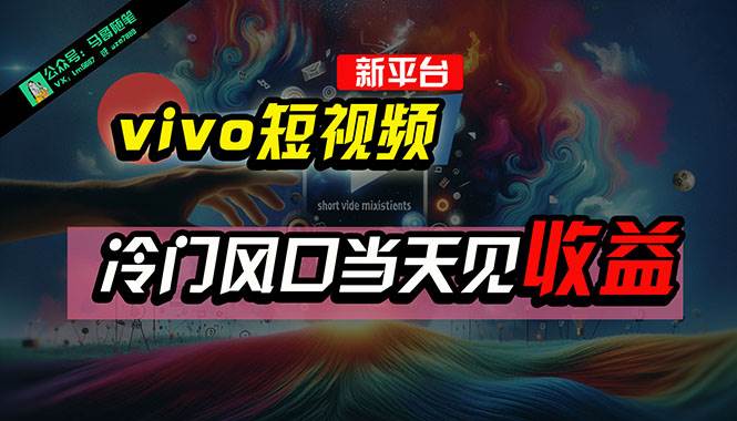 全新平台vivo短视频，新风口AI混剪无脑搬运，冷门风口当天见收益，7天…-米落轻创