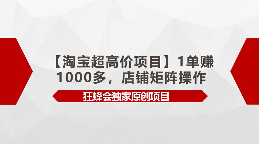 【淘宝超高价项目】1单赚1000多，店铺矩阵操作-米落轻创