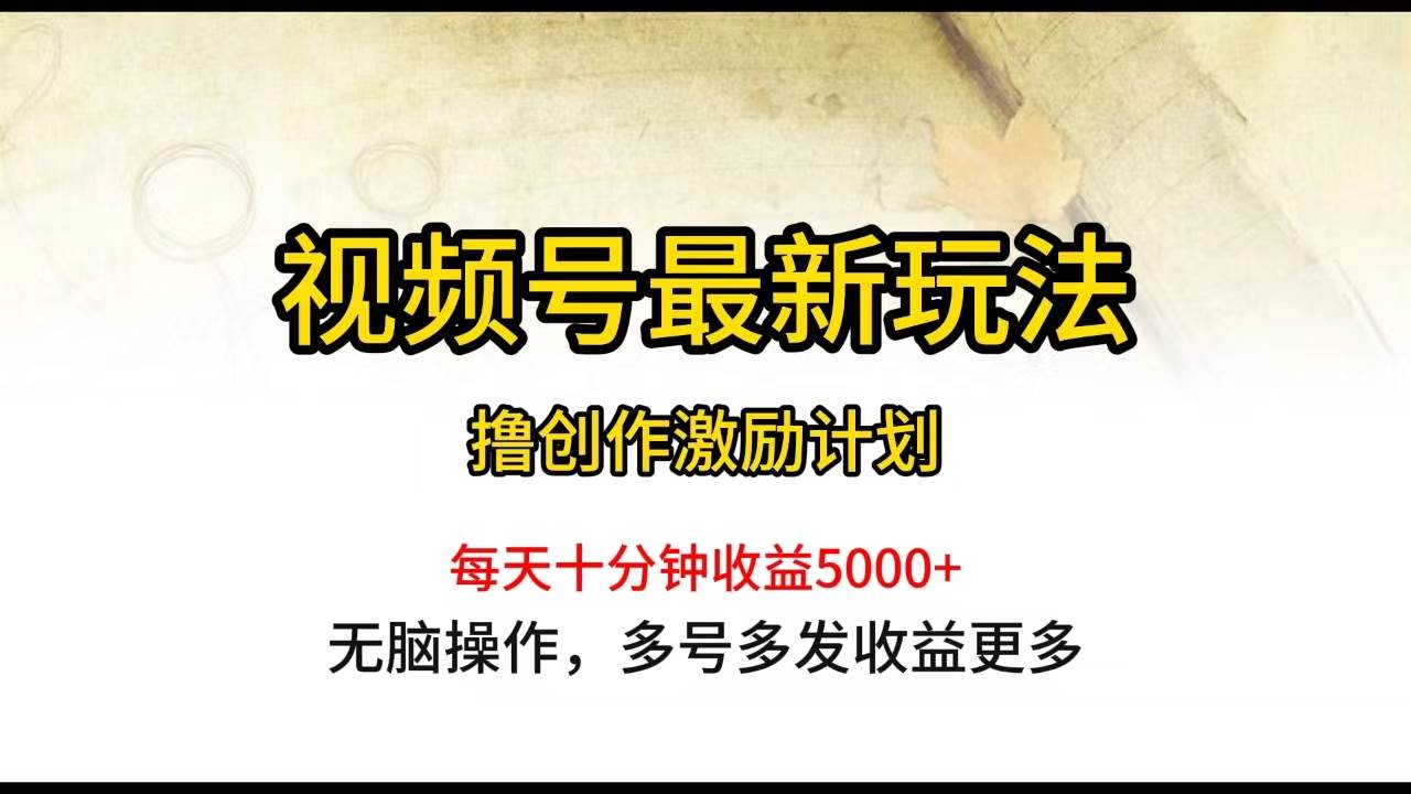 视频号最新玩法，每日一小时月入5000+-米落轻创