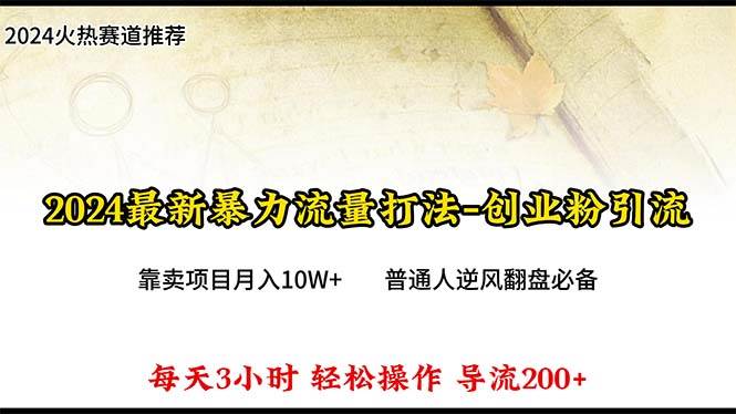2024年最新暴力流量打法，每日导入300+，靠卖项目月入10W+-米落轻创