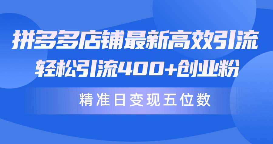 拼多多店铺最新高效引流术，轻松引流400+创业粉，精准日变现五位数！-米落轻创