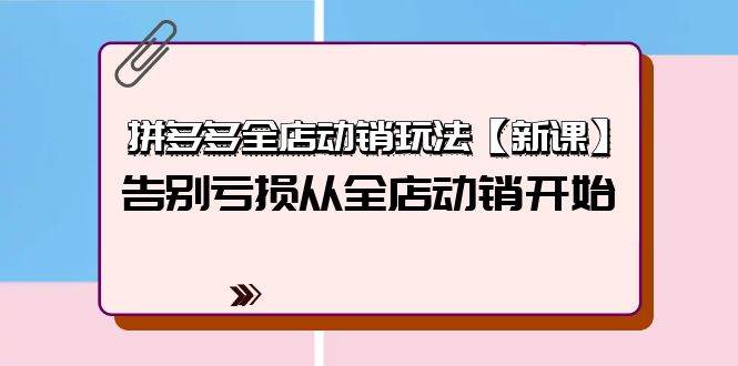 拼多多全店动销玩法【新课】，告别亏损从全店动销开始（4节视频课）-米落轻创