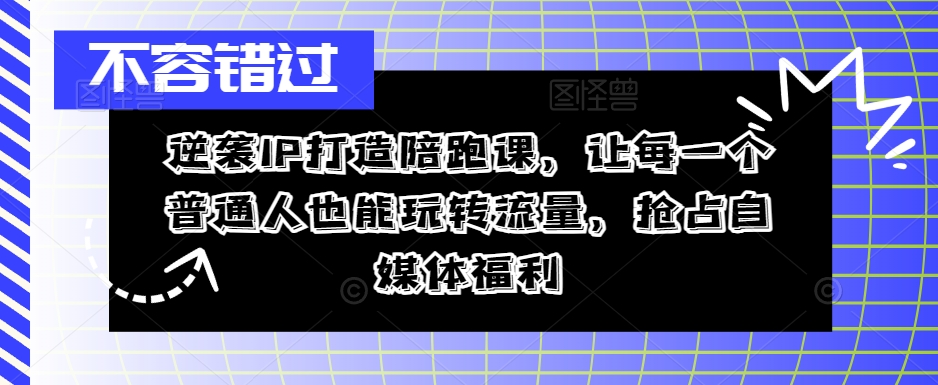 逆袭IP打造陪跑课，让每一个普通人也能玩转流量，抢占自媒体福利-米落轻创