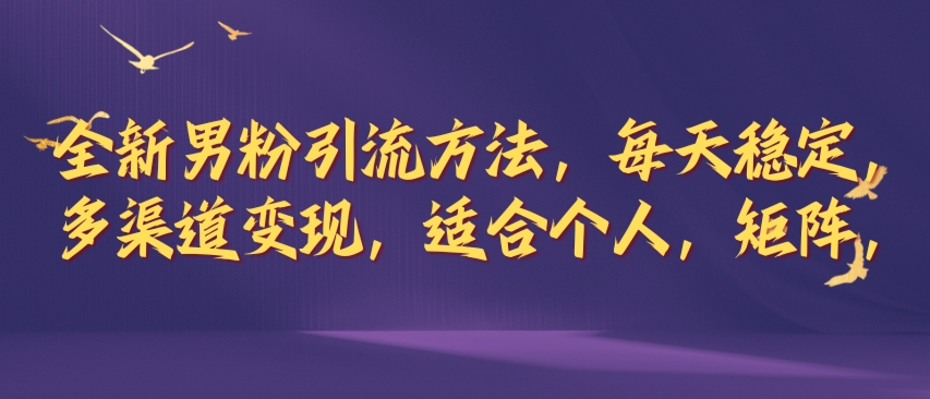 全新男粉引流方法，每天稳定加人，适合个人，矩阵，多渠道变现-米落轻创