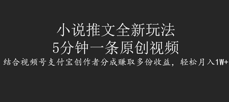 小说推文全新玩法，5分钟一条原创视频，结合视频号支付宝创作者分成赚取多份收益，轻松月入1W+-米落轻创