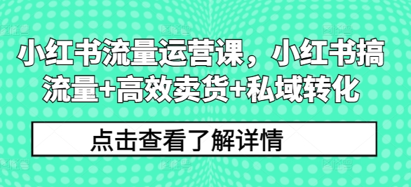 小红书流量运营课，小红书搞流量+高效卖货+私域转化-米落轻创