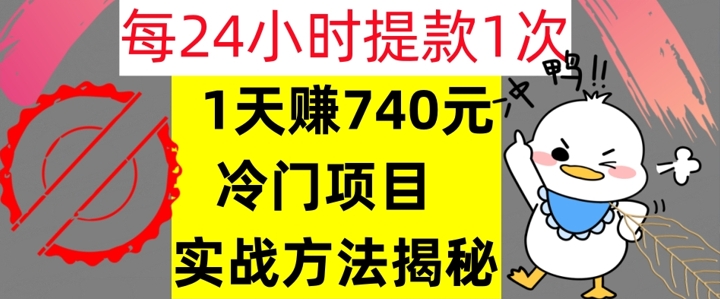 1天赚740元，24小时提款1次，冷门项目，实战方法公开【干货】-米落轻创