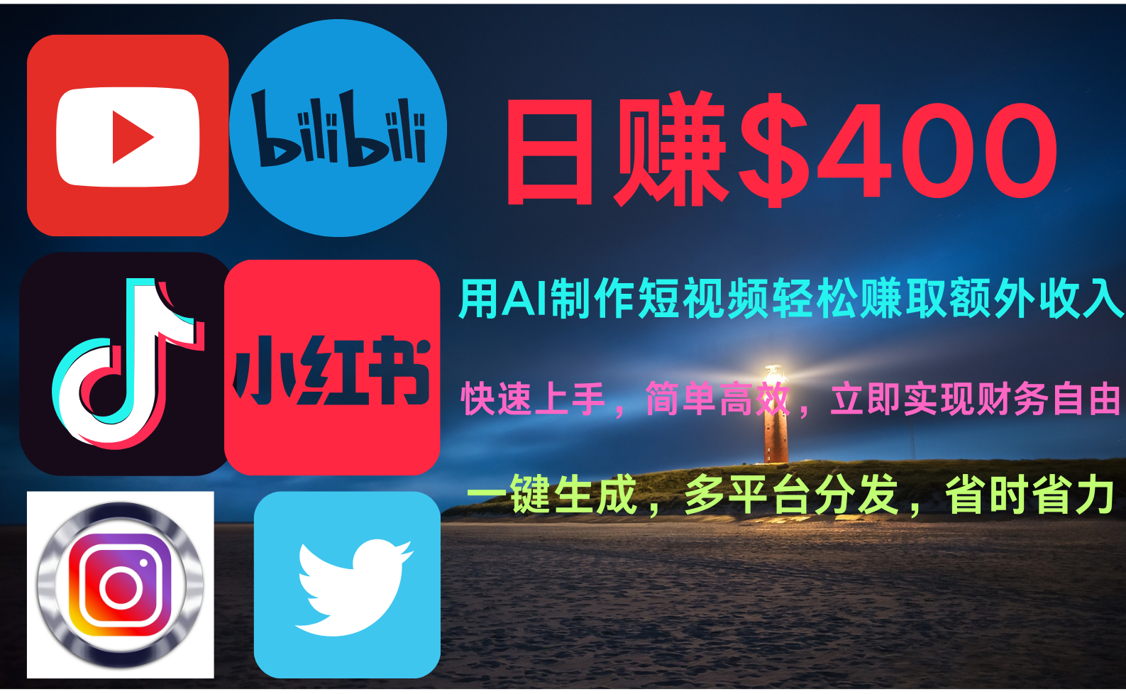 玩转全网视频平台，创造视频就能轻松赚取每天400美金-米落轻创