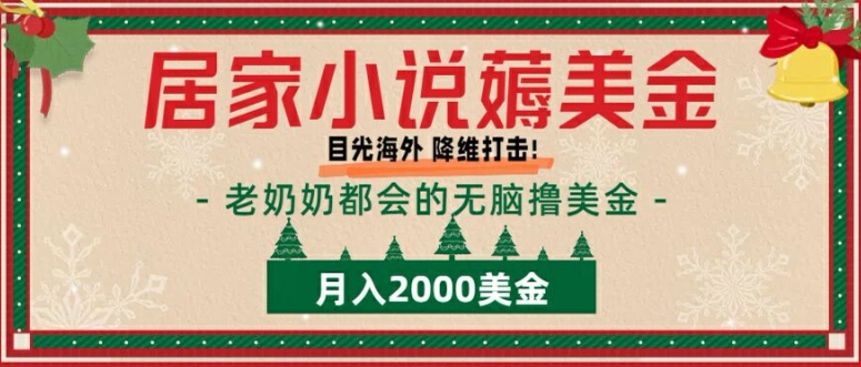 居家小说薅美金，拆解海外撸美金项目月入2000美刀详细指导-米落轻创