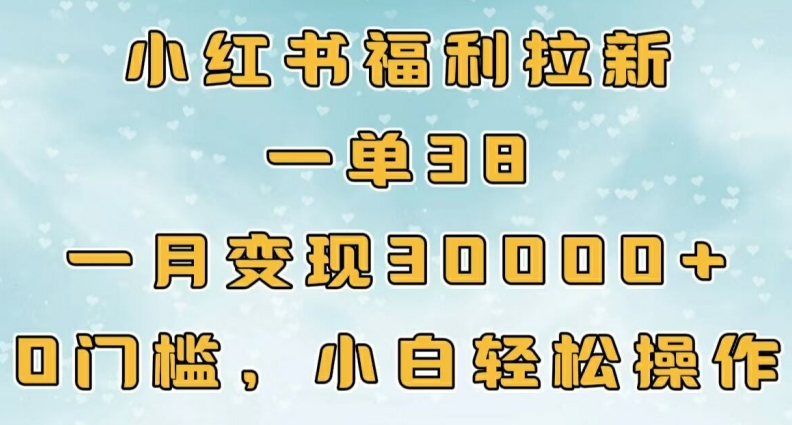 小红书福利拉新，一单38，一月3000+轻轻松松，0门槛小白轻松操作-米落轻创