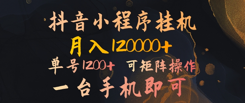 抖音小程序挂机风口项目，月入1.2w，一台手机即可操作，可矩阵操作-米落轻创