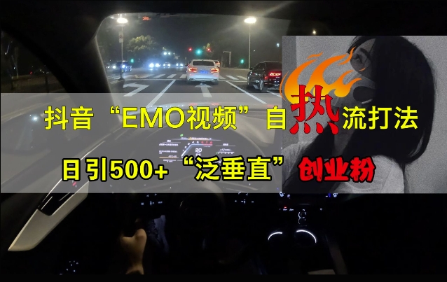 抖音EMO视频自热打法，日引500+“泛垂直”创业粉-米落轻创