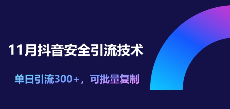 11月抖音安全引流技术，单日引流300+，可批量复制-米落轻创