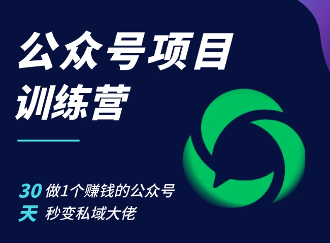公众号项目训练营，30天做1个赚钱的公众号，秒变私域大佬-米落轻创